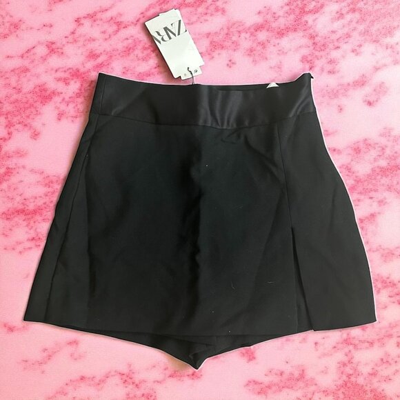 ZARA Women's Black Mini Skort Size Medium NEW NWT - Picture 1 of 7